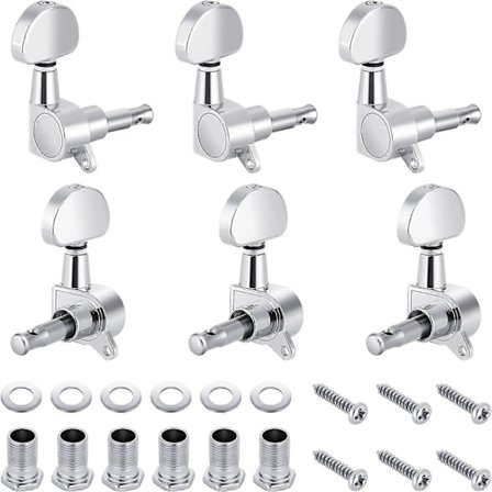 6 Stykker Guitar Stemmeskruer Knapper Guitarstreng Stemmeskruer Stemmemekanikker Til Elektrisk Eller Akustisk Guitar (3 Til Venstre + 3 Til Højre) 