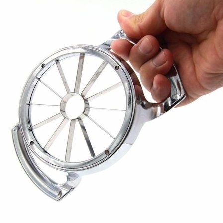 Rustfrit æbleskærer og -kerner i rustfrit stål med 12 blade i fødevarekvalitet 304 Ekstra stor kraftig æbleskærerdeler op til 4 tommer æbler (stål)