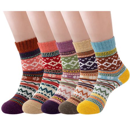 5 Par Tjocka Termiska Strumpor, Ull Vinterstrumpor Dam, Extra Varma & Andningsbara, Stretchig Unisexmodell, Halkfri Sula