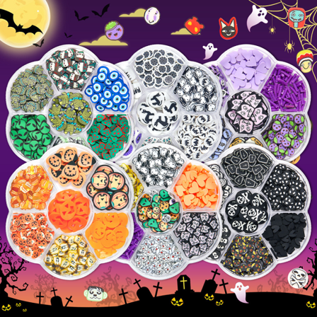 6 Pakke Halloween Neglekunst Glitter Paljetter, 3D Holografisk Spøkelse Edderkopp Gresskar