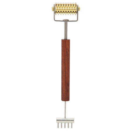 Ansiktsmassagerulle i koppar med trähandtag för att främja blodcirkulationen, dubbelhuvudshudrulle