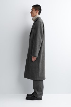 COS Homme Manteau Long En Laine À Boutonnage Simple in Gris