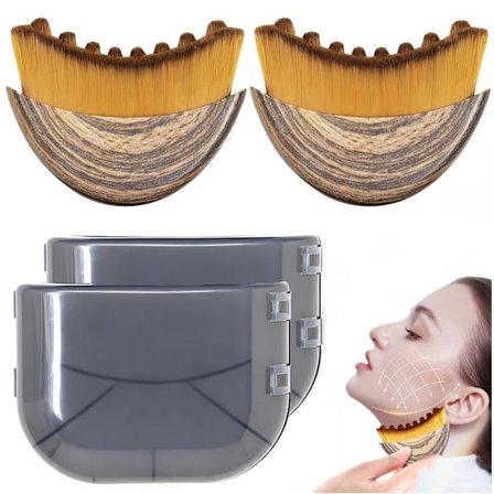 2/3 Pakke Lymfedrænagebørste - Ansigtsbørste til Ansigtsmassage og Lymfedrænage, Forbedrer Hudtonen, Ansigtsløftende Guidemassage, Ergonomisk Design