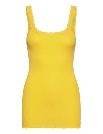 Silk Top W/ Lace T-shirts & Tops Sleeveless Gul Rosemunde*Betinget Tilbud