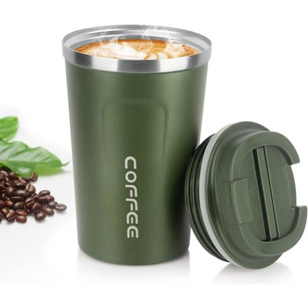 Kaffekopp, 380 ml vakuum återanvändbar läckagesäker dubbelväggig kaffekopp, isolering rostfritt stål miljövänlig rese kontorsmugg för varm kaffe te