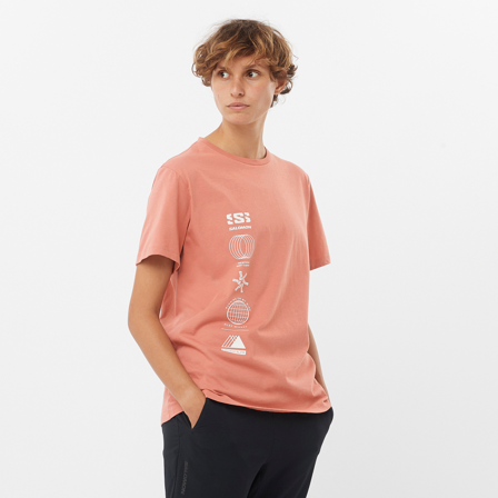 Salomon - Shirts Kleding Logo Twist-2 Ss Tee W - Light Mahogany