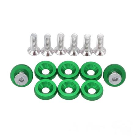 JDM 6MM Billet Aluminium Fenderpakninger Motorrom Dress Up Kit Panser Aluminium Pakning Skruer 8 Pakk - Grønn (To Sett)