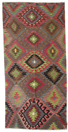 Kilim Vintage Turkish Rug Hand Woven 162X328 Brown/Red Turkey