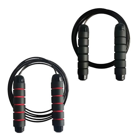 Hoppetau, tau for maksimal kondisjon og utholdenhet, justerbar lengde, sklisikker, egnet for barn og voksne, (svart + rød)