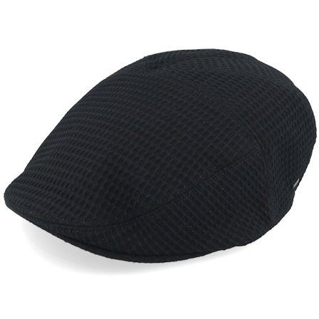Bailey - Black flatcap Czapka Z Daszkiem - Marnix Black Waffle Flat Cap @ Hatstore