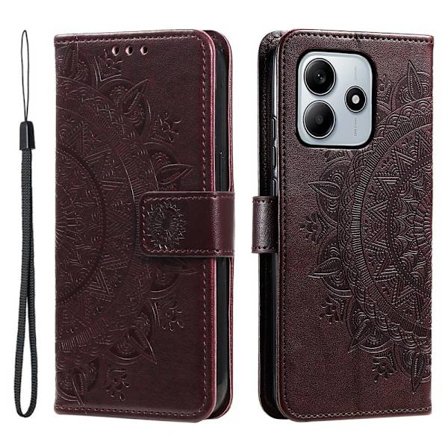SKALO Xiaomi Redmi Note 14 4G Mandala Flip Cover - Brun