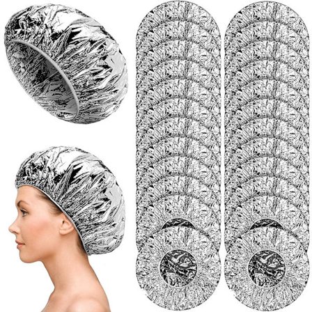 Althee 24 Stykker Aluminiumfolie Hårhetter Dypbalsamhetter Gjenbrukbar Behandlingshette for Hår