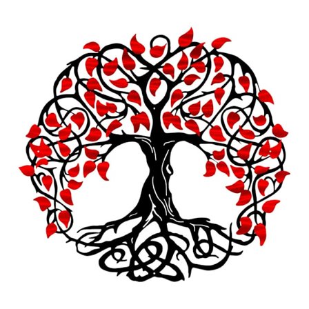 Metallipuinen seinäkoriste, elämänpuun seinäveistoskoriste Hangi