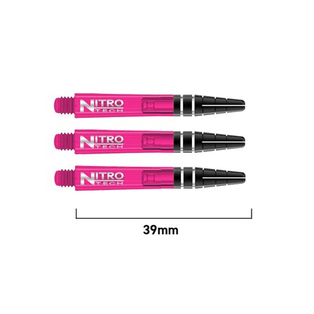 Red Dragon Darts Nitrotech Shafts 39mm Polycarbonate - 9 Shafts/Set Pink/Black/Silver Flights Accessories for Darts