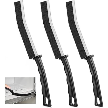 3x Hård Børste til Sprækker - Langt Håndtag - Fugerenser - Smal Rengøringsbørste - Renser til Sprækker