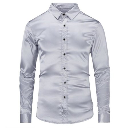 Sliktaa Herre Casual Mote Skinnende Langermet Slim-Fit Formell Skjorte