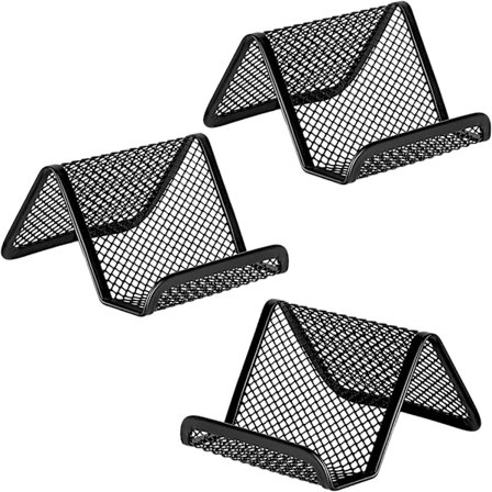 3 stk Gullperle Svart Metallnett Visittkortholder Skrivebord Buss