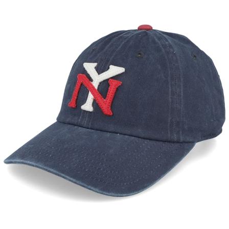 American Needle - New York Americans Archive Navy & Dark Red Dad Cap Unconstructed Blue Cap - @ Hatstore