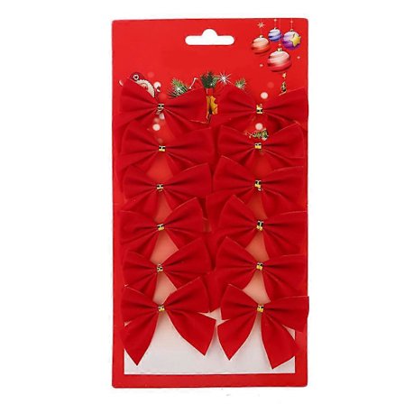 12 stk/sett Sløyfe Juletre Hengepynt Julefestival Fest Innendørs Dekorasjon (Rød)