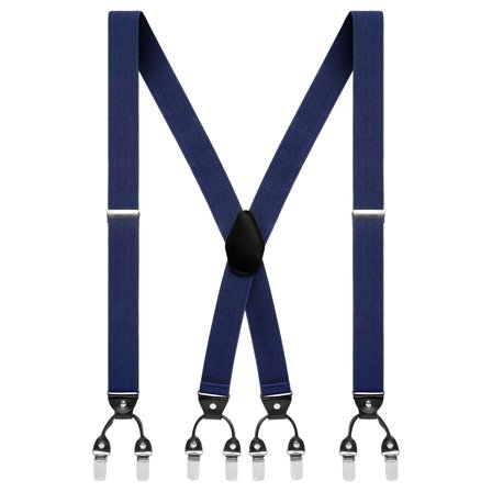 Vexel | Brede Diepblauwe Zwarte X-vormige Clip Bretels voor mannen - Bretels met clips