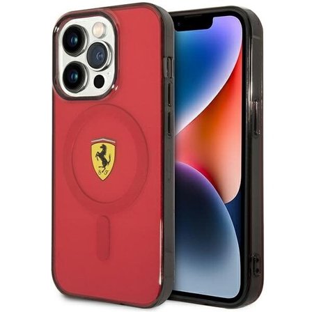 Ferrari FEHMP14LUKR iPhone 14 Pro 6.1" punainen/punainen kovakotelo Translucent Magsafe läpikuultava
