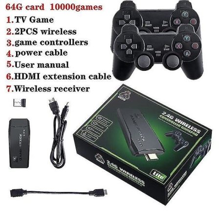 Mini Arcade Rocker 4K TV-spelkonsol 32GB/64GB 3000+/10000+ Spel för FC/MAME Familjevideospelskonsol Stöd 2 spelare 64G-kort 10000 spel