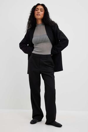 NA-KD Haut en tricot fin à manches longues - Tops manches longues - Gris - Small