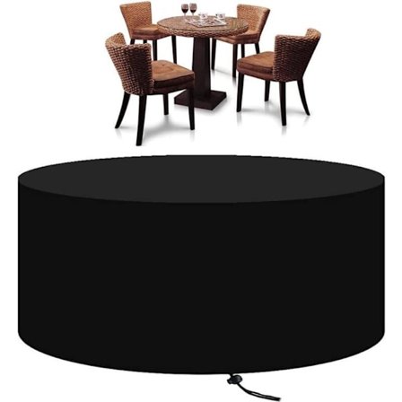 Runt Trädgårdsmöbelskydd, Kraftigt 210D Oxfordtyg Skyddande Överdrag för Trädgårdsbordset, Runt Överdrag Trädgårdsmöbler Ø128X71CM.