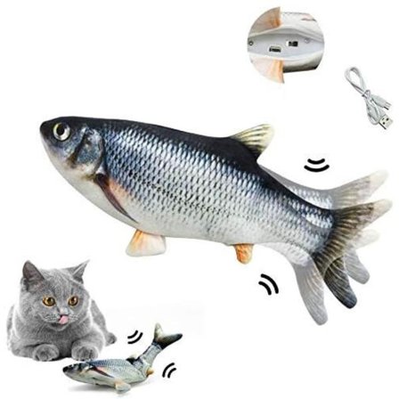 1 st katt leksak, elektronisk fisk katt leksak med kattgräs,