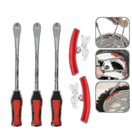 Rengasvipuvarsi Työkalu Moottoripyörän Polkupyörän Renkaanvaihtovipu Vanteen Suoja Auton Kauha Rengassarja (3 Sorkkarautaa + 2 Suojakuorta)