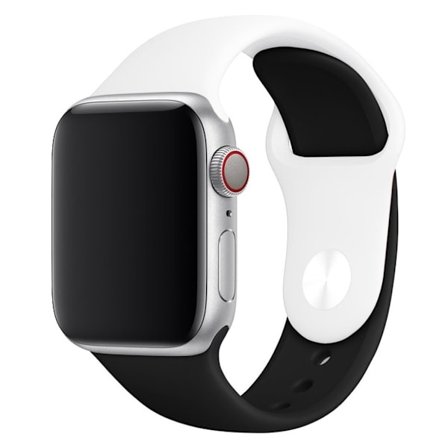 Apple Watch serie 4 44mm silikoneurrem i kontrastfarver - hvid / sort