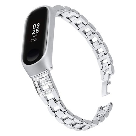 Xiaomi Mi Smart Band 4 / Mi Band 3 G-format rombformat klockarmband i rostfritt stål - Silver