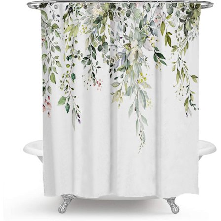 Duschdraperi, Grön Duschdraperi för Badrum, Växt Duschdraperi 72 x 72 Tum (Pil)