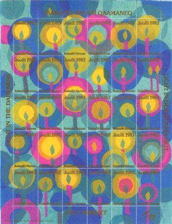 Grønland - julmärkeark 1983 - Utakket venstre og højre vertikal margin