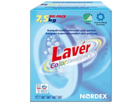 NORDEX Tvättmedel Lavér Colour Sensitive 7,5kg - Lyreco - Städ och hygien - Tvättmedel och klädvård - Tvättmedel