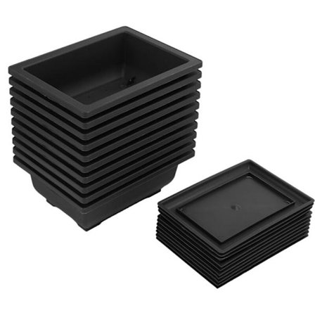 10 pakker Bonsai træningspotter med plastikbakke Bonsai planter potte til have gård altan 16,5X12Cm