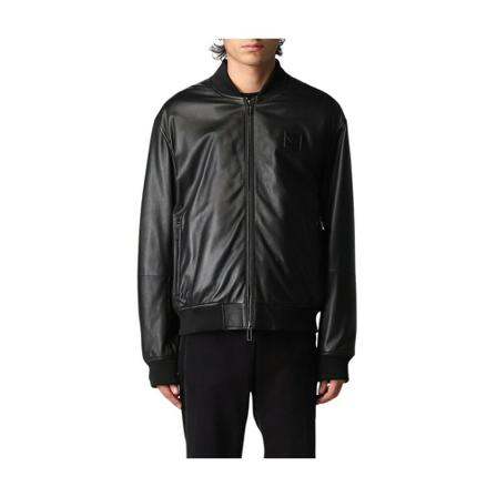 Emporio Armani Leather Jakke Sort, Herre