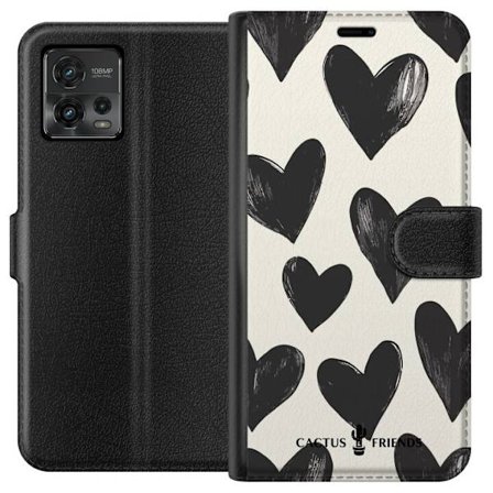 Kompatibelt Lommeboketui til Motorola Motorola Moto G72 Cactus and Friends - Bold Black Love Pattern