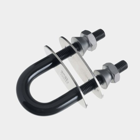 Bügelschraube / Stävögla mit Abdeckplatte, Klasse 3, Roca Bow Eye Brake Off Nuts, rostfreier Stahl AISI 630, M12 x 70 mm, 124 mm - Boot