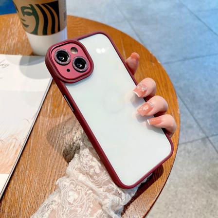 Iphone 13 Pro Max Transparent Mobilskal Linsring Glitter Red