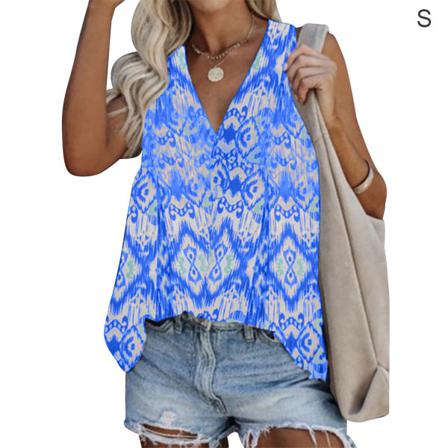 Damväst Printed Linne Ärmlös V-hals Casual