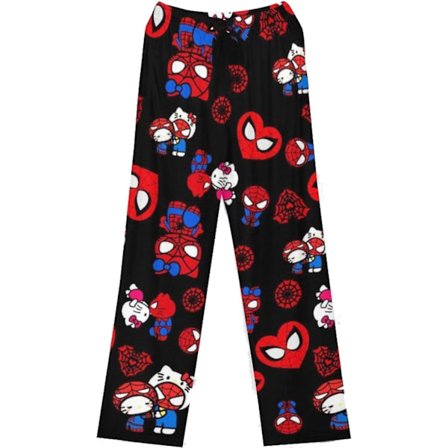 Spider-Man Unisex 100% Bomull Lange Bukser - Komfortable Lange Pyjamasbukser med Tegneseriemønster