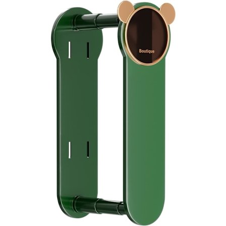 Hopfällbart tvåvånings klädställ för hemmet, inga hål krävs, väggmonterad galghållare, lämplig galghållare för garderober och badrum, grön