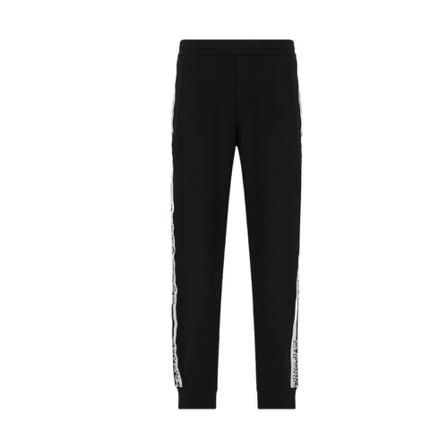 Emporio Armani, Jogger trousers with bicolor gang logoa jacquard Czarny, Mężczyzna, Rozmiar: S