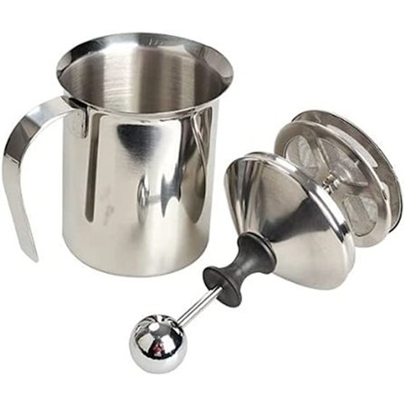 Melkeskummer i rustfritt stål med dobbelt nett, 400 ml