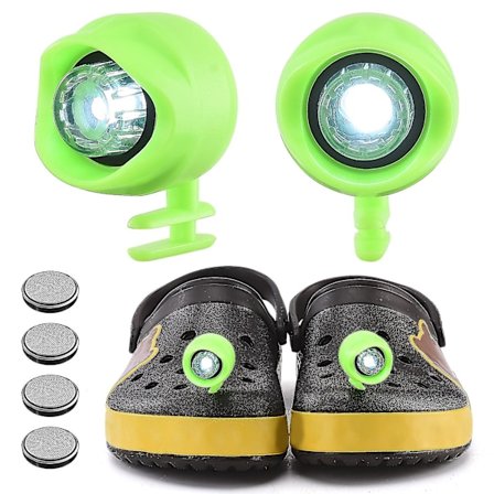 2 stk. forlygter til Croc-hulsko, lys til vandreture, camping, advarselssko, S