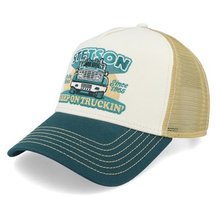Stetson - White trucker Caps - Keep On Trucking Green/Sand Trucker @ Hatstore