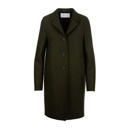 Harris Wharf London Single-Breasted Kappa grön, Dam Ullkappor, Dam, Storlek: M