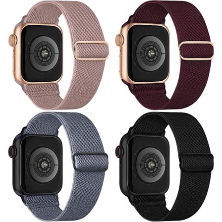 Strækbart nylonbånd kompatibelt med Apple Watch-rem 42 mm 44 mm 45 mm, justerbare elastiske sportsbånd, 4-pak