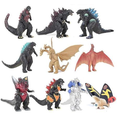 10 sæt Godzilla filmmonster Godzilla vs. Kong legetøj, Raton Mosla King Kidora, trehovedet drage puslespil stjerne håndlavet dukke dekoration Kongen 